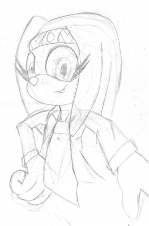 Tikal the Echidna - Pencil Quicky
Well, this is a failed Pencil Sketch of Tikal. It's failed cause.. sigh, she is meant to be wearing a slightly to big shirt, a large tie and it to be at an angle so the bottom is much closer to the camera then the top, giving a view of looking up from below but, especially with the head, I just can't get the angle view right. So this was to practice but failed at what it was trying to go for. Still not an awful sketch.. just failed at it's attempt.
Keywords: Tikal Echidna Pencil Sketch Clean